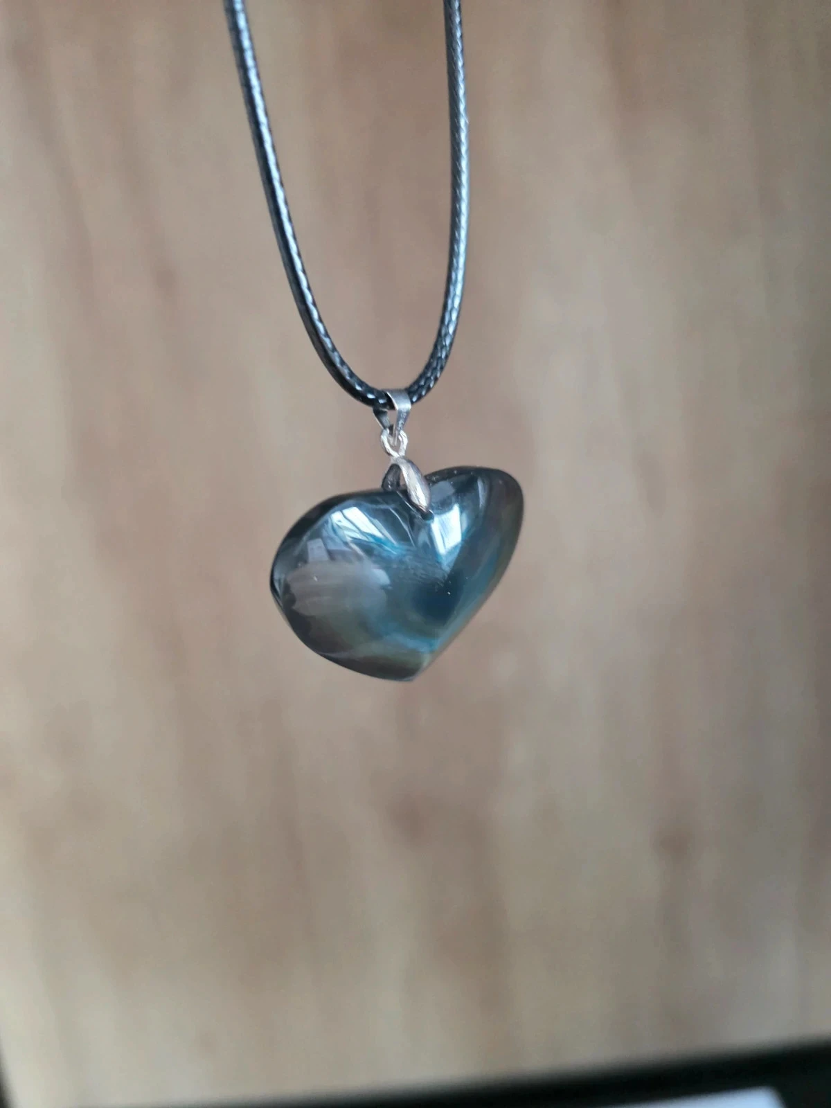 Pendentif Coeur Obsidienne Céleste